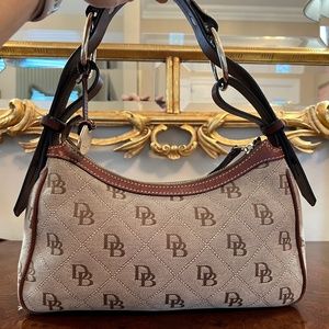 Dooney & Bourke Tan Shoulder Bag DB with cloth and leather